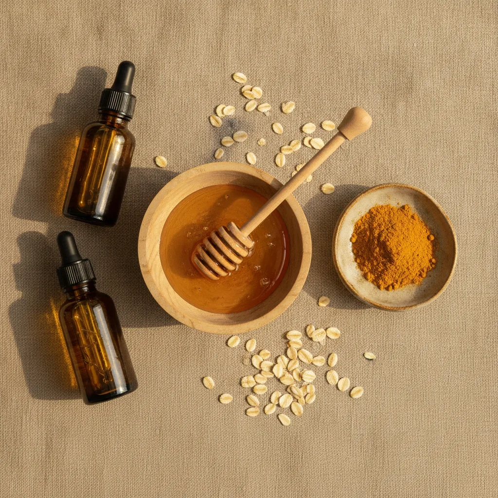 Natural skincare ingredients arranged beautifully